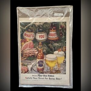 1952 PABST BEER CHRISTMAS TREE BALLS Vintage Look DECORATIVE Paper magazin  SIGN